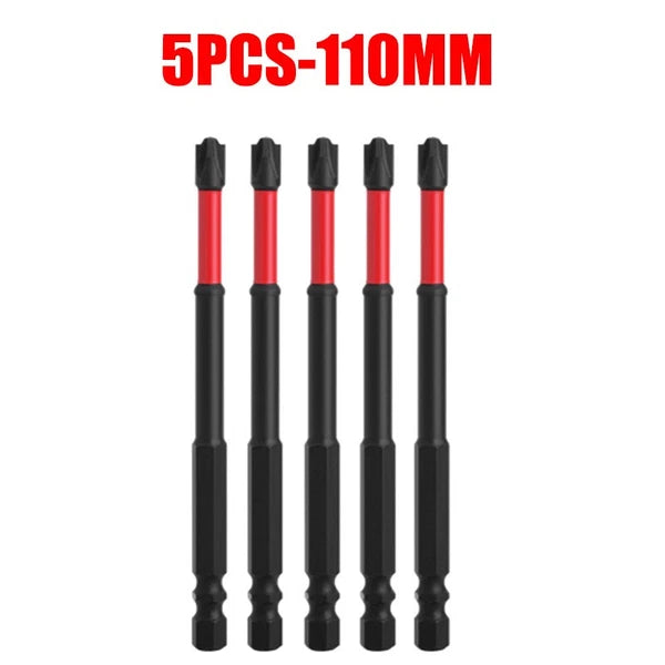 5PCS FPH2 Impact Screwdriver Bit Set-S2 Steel 65mm &110mm Slotted Heads 2025 NEW
