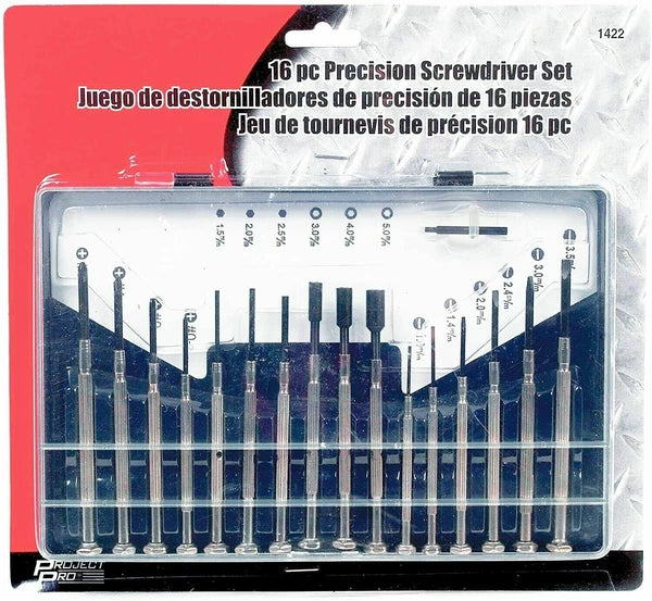 16 PC Precision SCREWDRIVER Set Project Pro New 1422