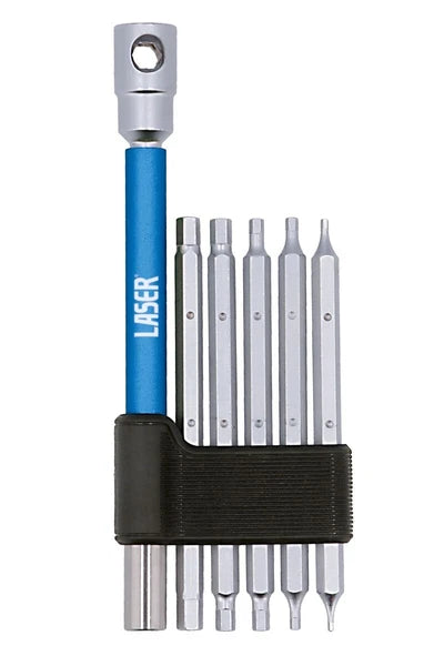Laser Tools 9114 Interchangeable 3-Way T-Handle Spinner & Hex Bit 6 Piece Set