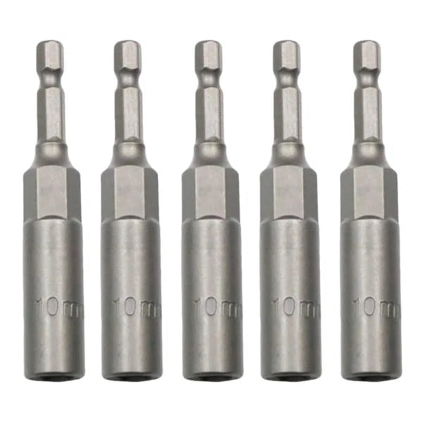 5 x Deep Bolt 10mm Nut Driver Bit Set 1/4" Hex Shank Impact Socket Adapter