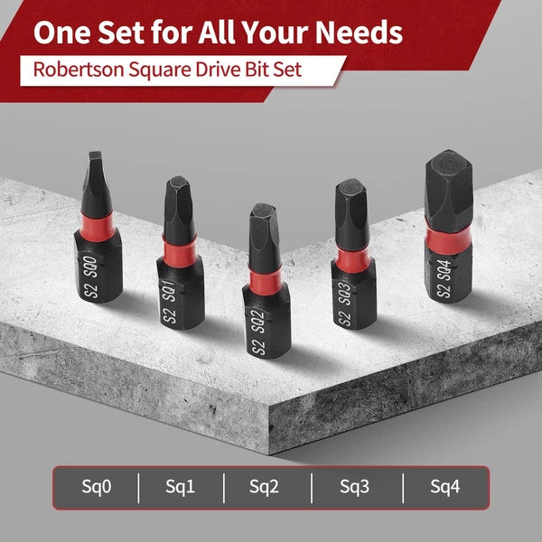 5PCS Robertson Square Drive Bits Premium S2 Alloy Steel Square Drill Bit Set ...