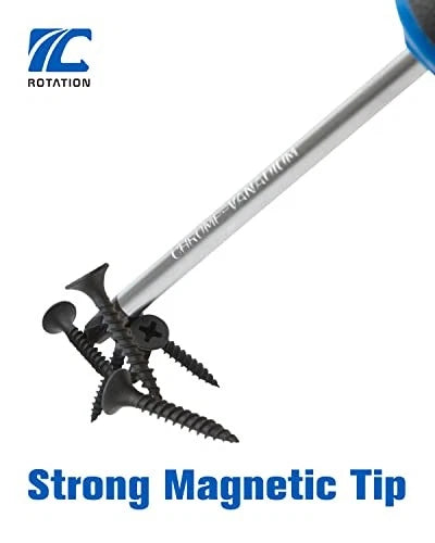 6PCS Magnetic Tip Screwdriver Set, 3 Phillips and 3 Flat, 6pc_black Tip_matt