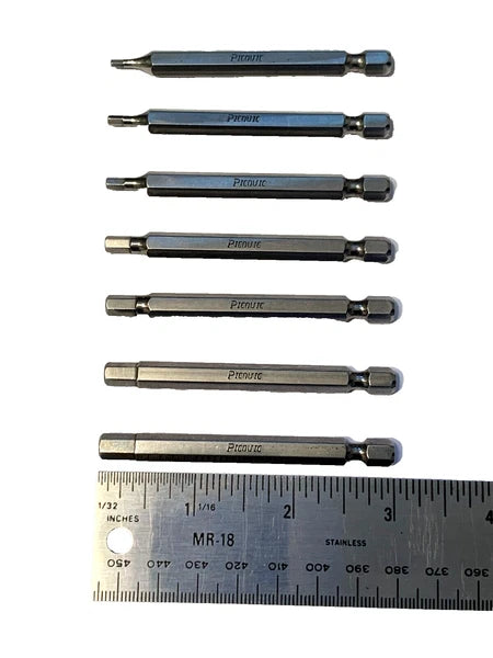 PICQUIC - MM Hex Bits - 7 Bits  1/4"- 3" long for the MM HEX CALIBRE Screwdriver