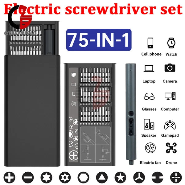 75in1 Mini Electric Screwdriver Magnetic Rechargeable Precision Screwdriver Set
