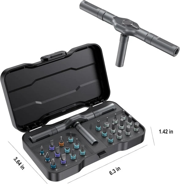 24-In-1 Ratchet Screwdriver Set Magnetic Precision Bits with Detachable Handle