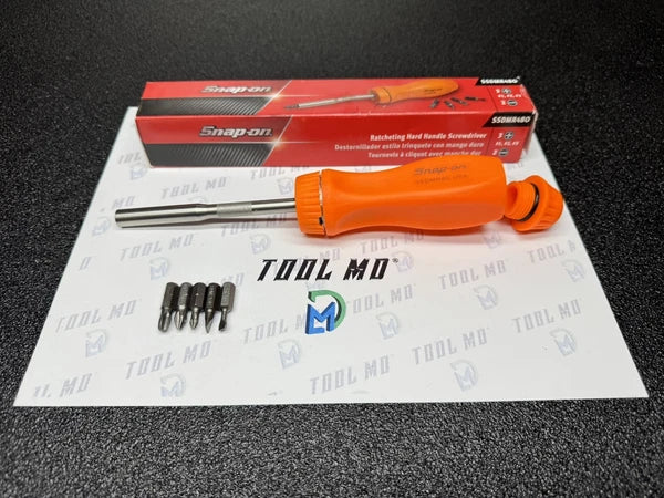 Snap-on Tools USA NEW ORANGE Hard Handle Ratcheting Screwdriver w/Bits SSDMR4B