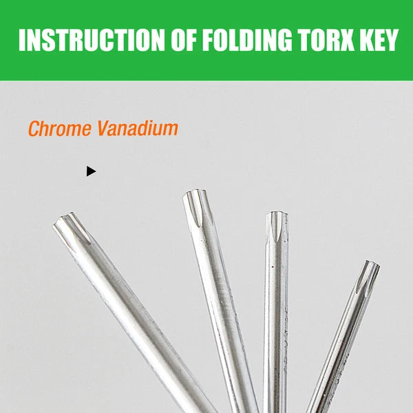 10 PC Tamper Proof Star Key Set Folding Locking Torx security screwdriver T6-T30